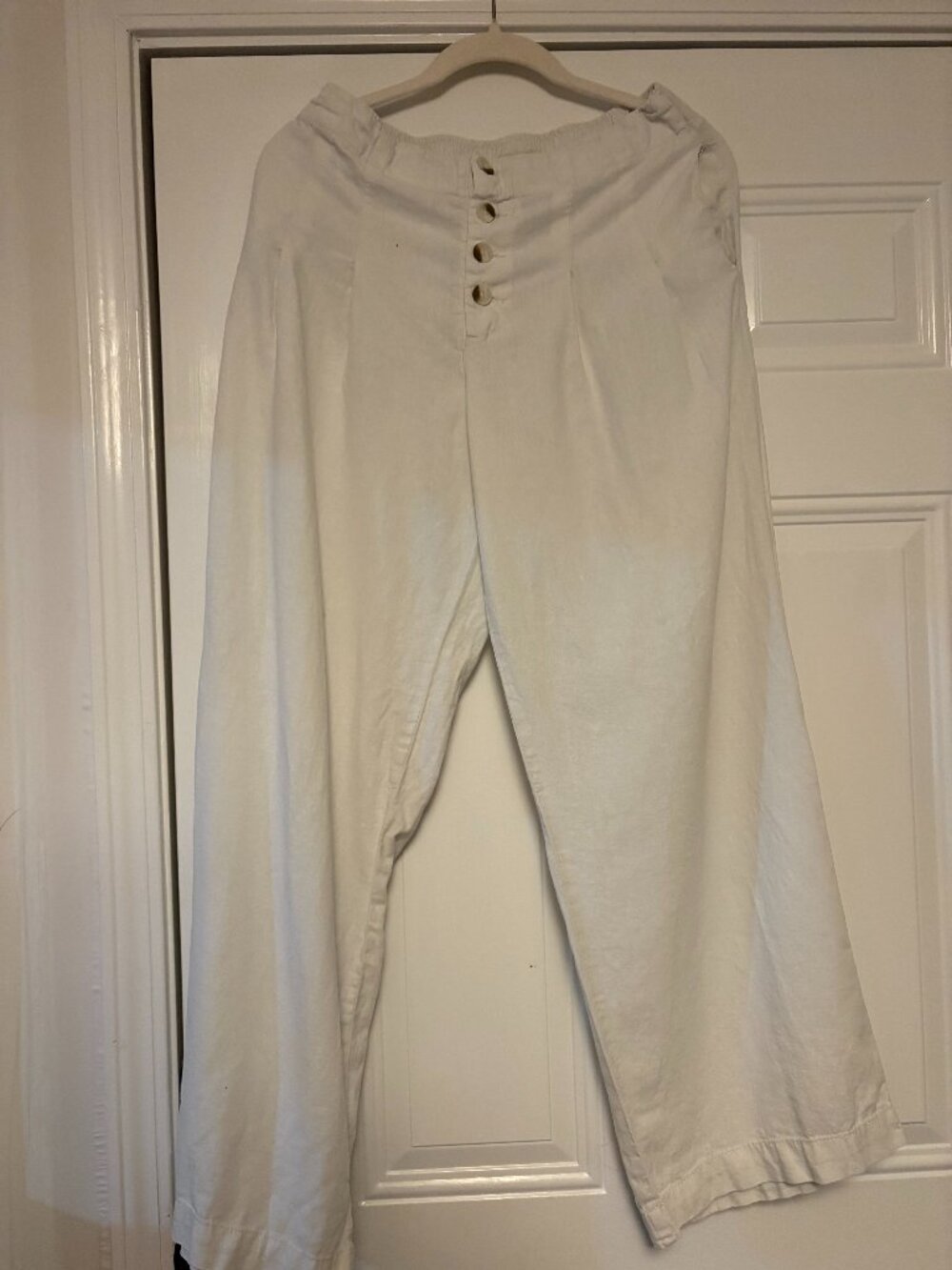Title: Sincerely Jules White Linen Blend High Waisted Wide Leg Pants